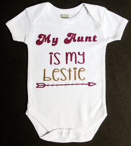 "My Auntie is My Bestie" Girl's Pink Glitter & Gold Lettering